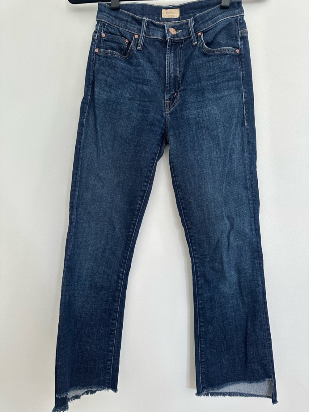 MOTHER Women's Indigo Straight Jeans with Raw Hem